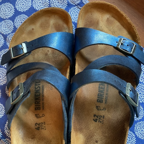 Birkenstock Salina Metallic Blue Sandals size 42 11/ 12 - Picture 2 of 16